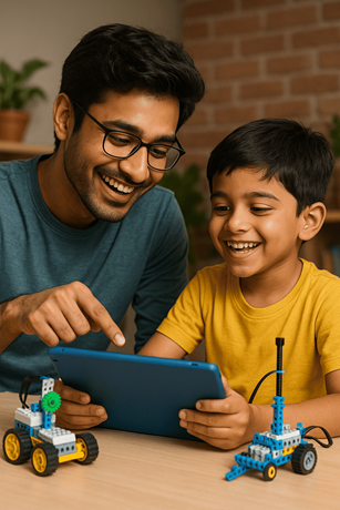 Student working on electronics project